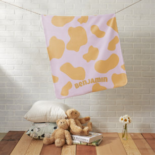 Orange and pink Cow Print Aesthetics Baby Blanket