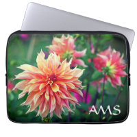 Orange and Pink Dahlia Flower Initials