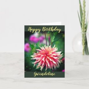 Orange and Pink Dahlia Flower Personal Birthday Announcement