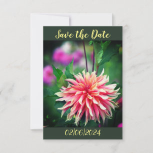 Orange and Pink Dahlia Flower Save the Date