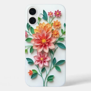 Orange and Pink Floral iPhone 16 Plus Case