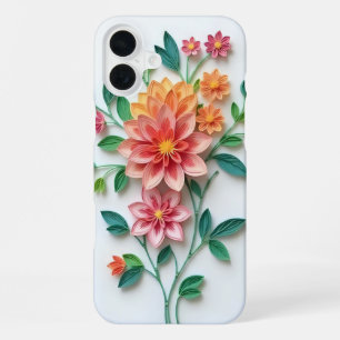 Orange and Pink Floral iPhone 16 Plus Case