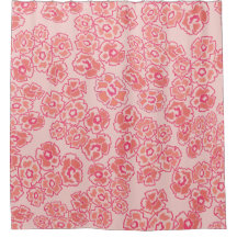 Orange and Pink Floral Modern Shower Curtain