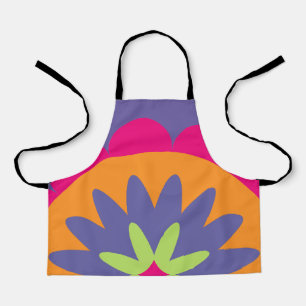 orange and pink floral shapes illustration apron