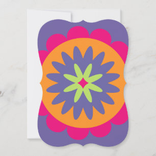 orange and pink floral shapes illustration card