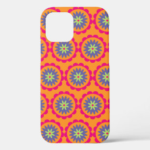 orange and pink floral shapes illustration iPhone 12 case