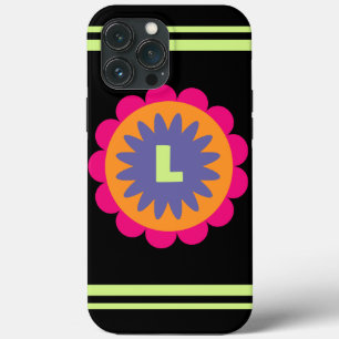 orange and pink floral shapes illustration iPhone 13 pro max case