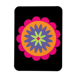 orange and pink floral shapes illustration magnet