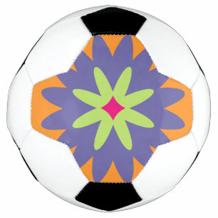 orange and pink floral shapes illustration soccer ball