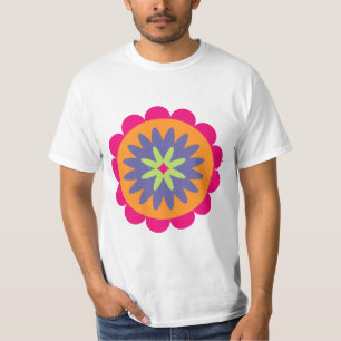 orange and pink floral shapes illustration T-Shirt
