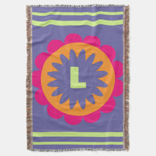 orange and pink floral shapes illustration throw blanket