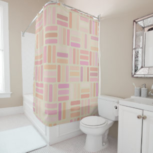 orange and pink Geometric Shower Curtain