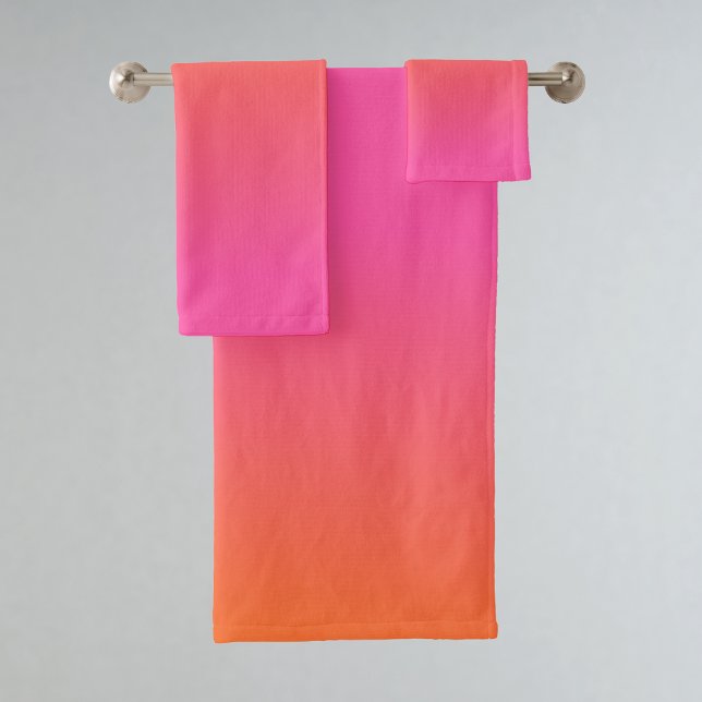 Orange and Pink Gradient Bath Towel Set (Creator Uploaded)