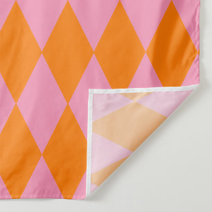 Orange and Pink Harlequin Checkered Design Fabric