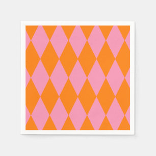 Orange and Pink Harlequin Checkered Design Napkin