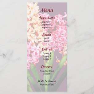 Orange and Pink Hyacinths Wedding Menu