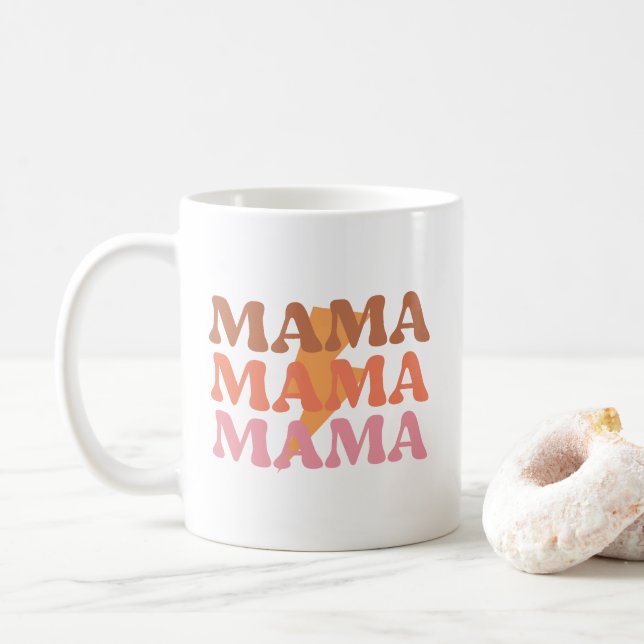 Orange and Pink Mama Mama Mama Coffee Mug (With Donut)