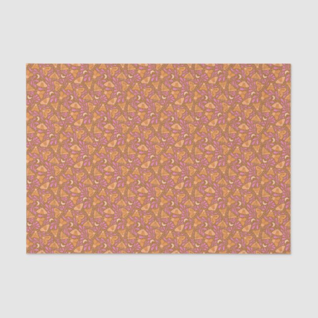 Orange and Pink Moth Decoupage  Tissue Paper (Front)