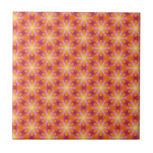 Orange and Pink Pattern Ceramic Tile