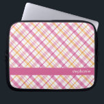 Orange and Pink Plaid Pattern Laptop Sleeve<br><div class="desc">Stylish and chic plaid pattern personalised design.</div>