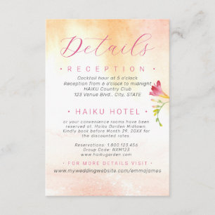 Orange and Pink Rose Detail Accommodation Enclosure Card