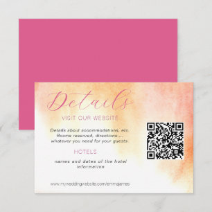 Orange and Pink Rose Detail Accommodation RSVP Car Card