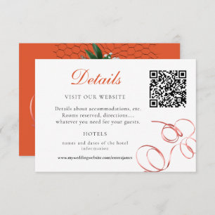 Orange and Pink Rose Detail Accommodation RSVP Card