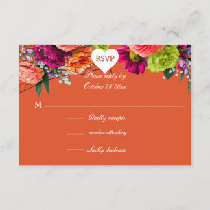 Orange and Pink Rose RSVP Enclosure Card