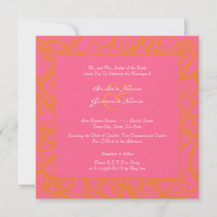 Orange and Pink Sketchy Frame Wedding Invitation
