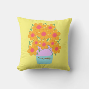 Orange And Pink Spring Flowers Cushion
