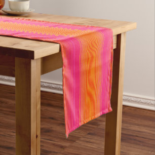 Orange and Pink Striped Pattern Short Table Runner