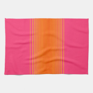 Orange and Pink Striped Pattern Tea Towel