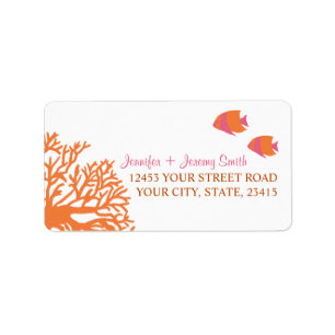 Orange and Pink Tropcial Beach Address Label