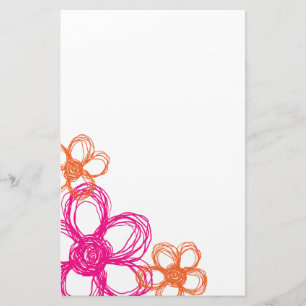 Orange and Pink Wild Flowers Stationery