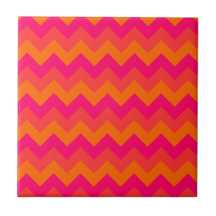 Orange and Pink Zigzag Ceramic Tile