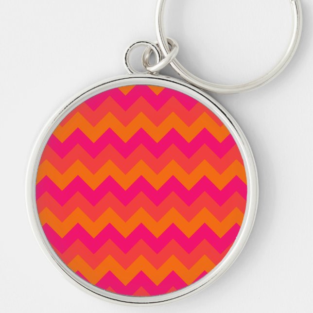 Orange and Pink Zigzag Key Ring (Front)