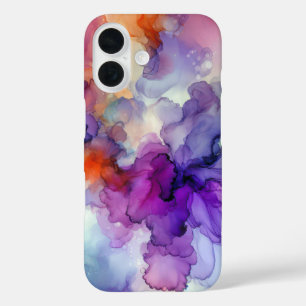 Orange and Purple Alcohol Ink Abstract iPhone 16 Case
