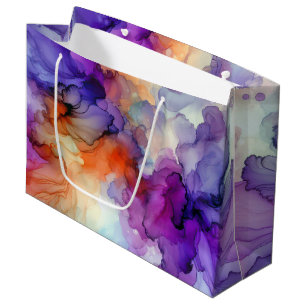 Orange and Purple Alcohol Ink Abstract Large Gift Bag