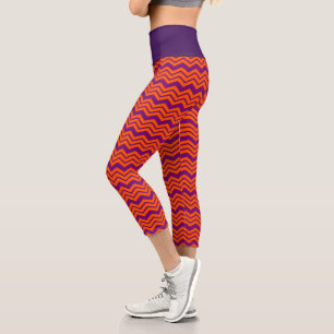 Orange and Purple Chevron Pattern Design  Capri Leggings