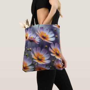 Orange and Purple Cosmos Abstract Tote Bag