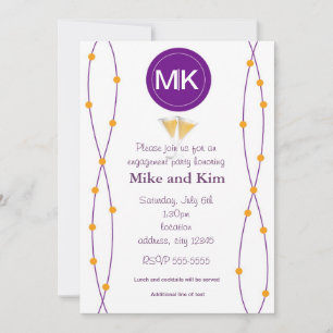 Orange and purple engagement wedding invitations