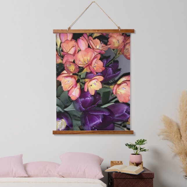 Orange and purple flowers hanging tapestry (Bedroom)