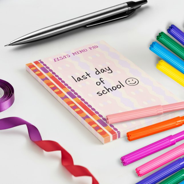 Orange And Purple Geometric Side Bar Post-it Notes (Fun brightly colored retro orange and purple post-it-note that you can customize.)