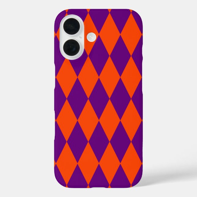 Orange and Purple Harlequin Checkered Design  Case-Mate iPhone Case (Back)