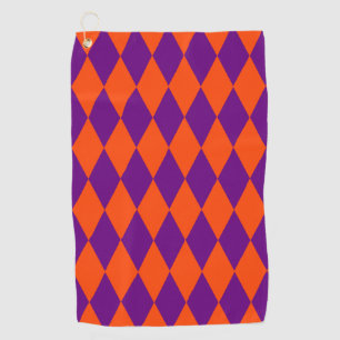 Orange and Purple Harlequin Checkered Design  Golf Towel