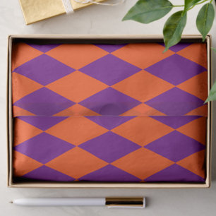 Orange and Purple Harlequin Checkered Design Tissue Paper