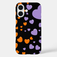 orange and purple hearts polka dots