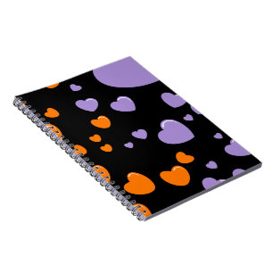orange and purple hearts polka dots notebook