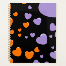 orange and purple hearts polka dots