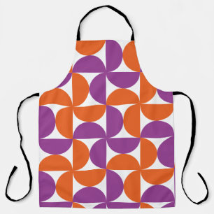 Orange and Purple Mid Century Modern Pattern Apron